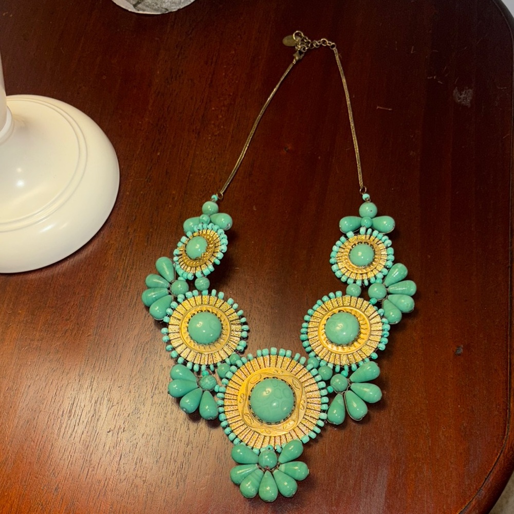 Turquoise and Gold Statement Necklace - Women Jewelry Necklaces